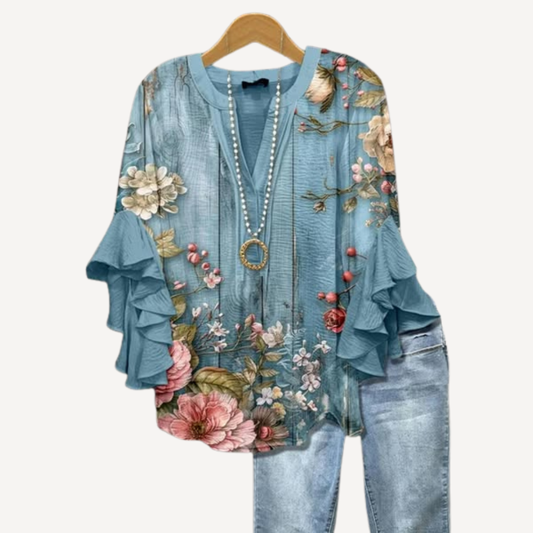 Marta™ - Blusa Vintage con Estampado de Flores