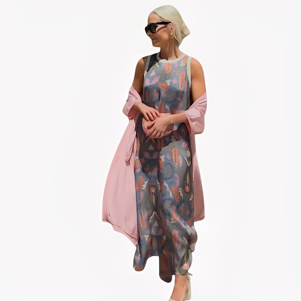 Ángeles™ - Vestido Largo con Cárdigan