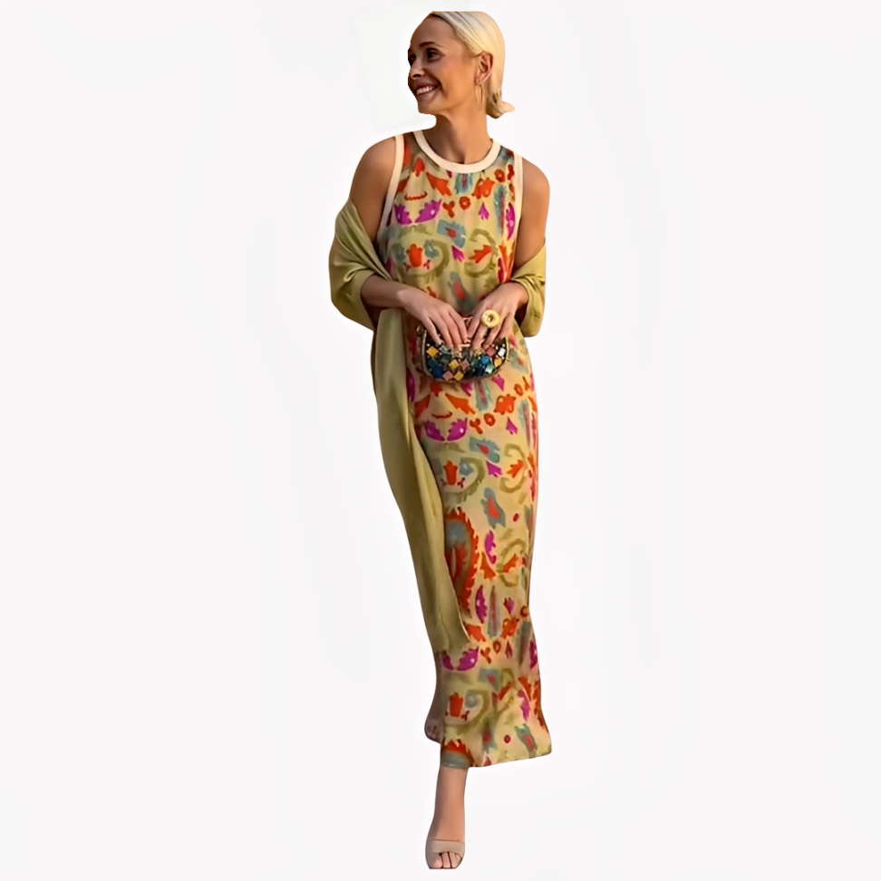 Ángeles™ - Vestido Largo con Cárdigan