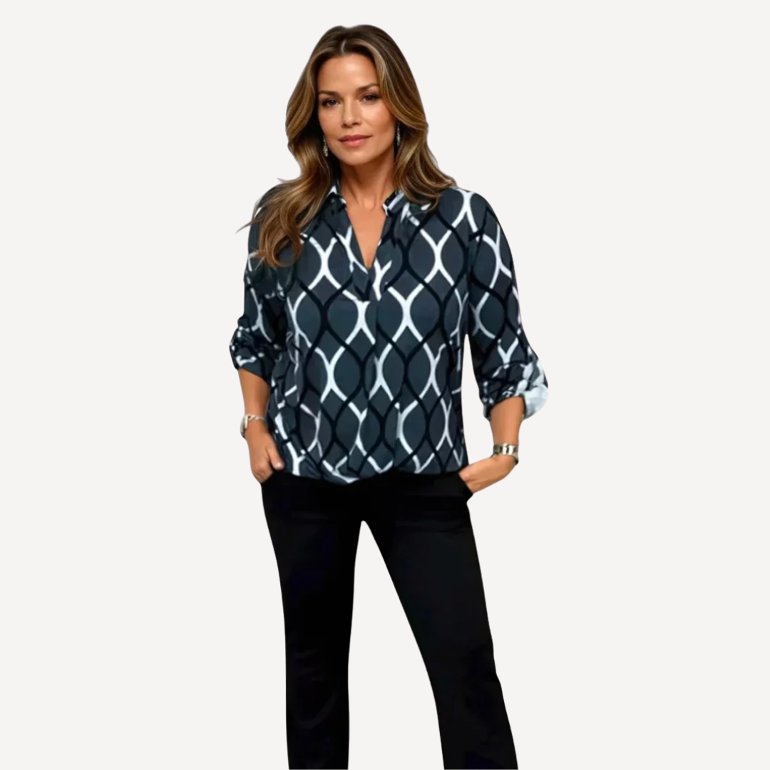 Victoria™ - Blusa Casual con Mangas Largas y Estampado Elegante