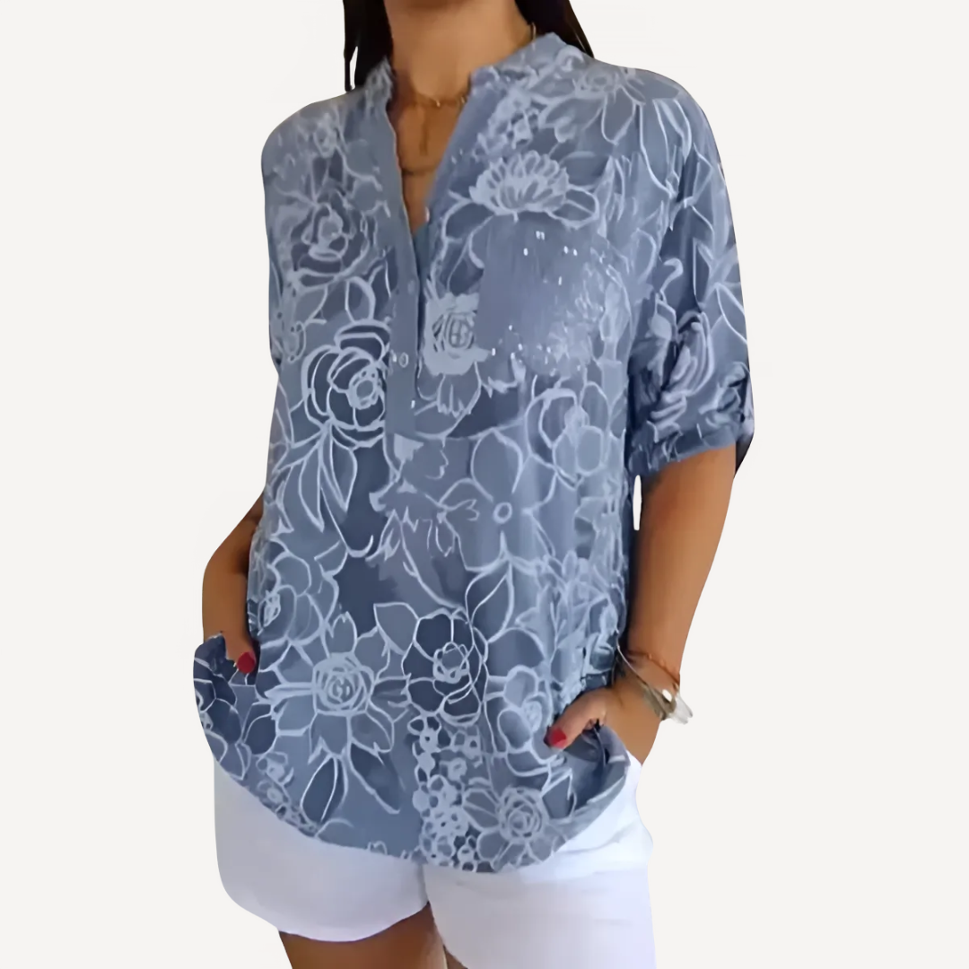 Olga™ - Blusa Estampada con Botones