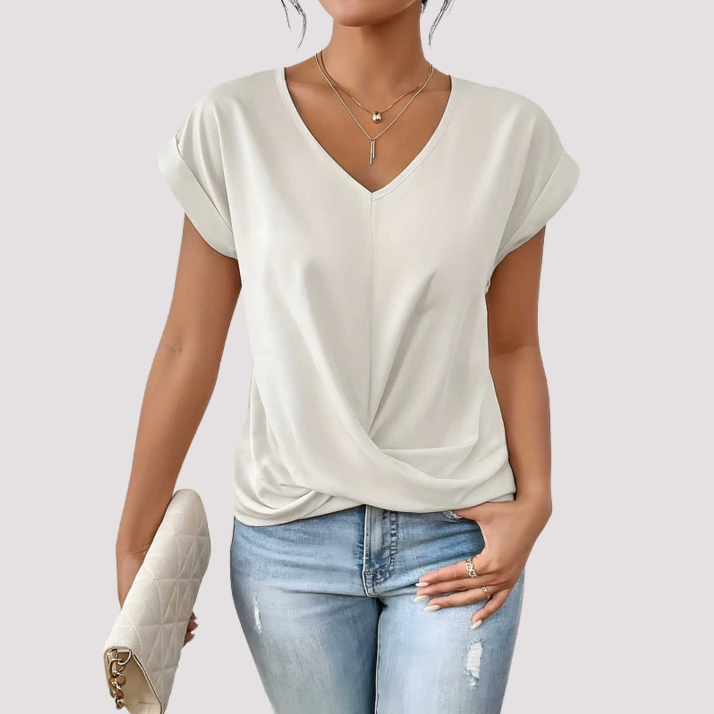 Maia™ - Blusa  con Escote en V y Nudo Frontal