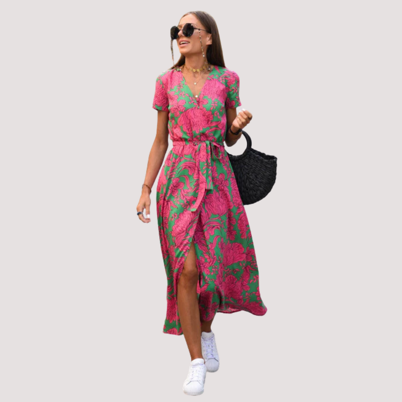 Aina™ - Vestido Midi Cruzado Floral