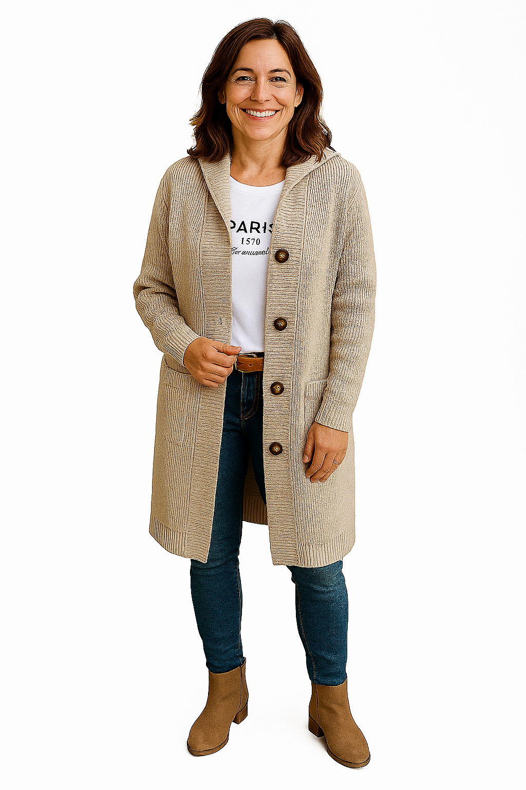 Yasmine – Long Knit Cardigan with Hood