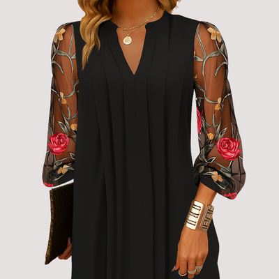 Salma™ - Elegante Minivestido con Escote en V y Delicadas Mangas Transparentes